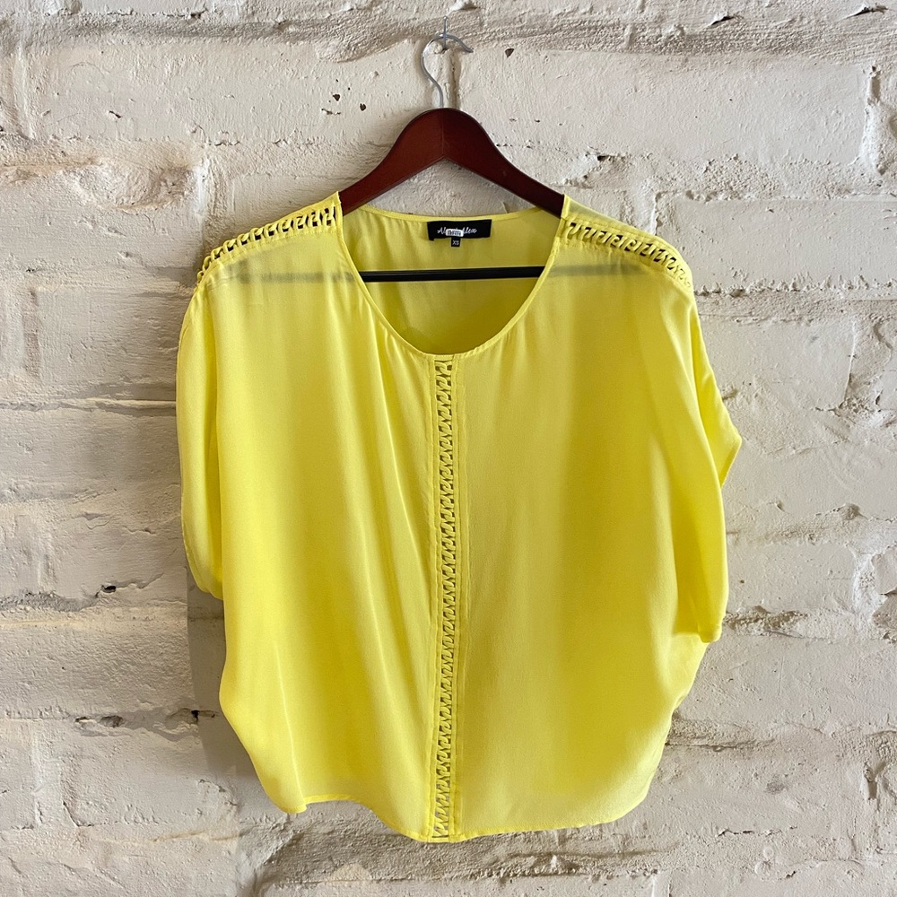 ALEX & ALEX Yellow 100% Silk Blouse